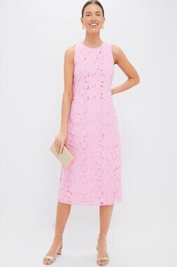 HYACINTH HOUSE Carnation Pink Eyelet Evelyn Midi Dress Size S NWT Retail $198